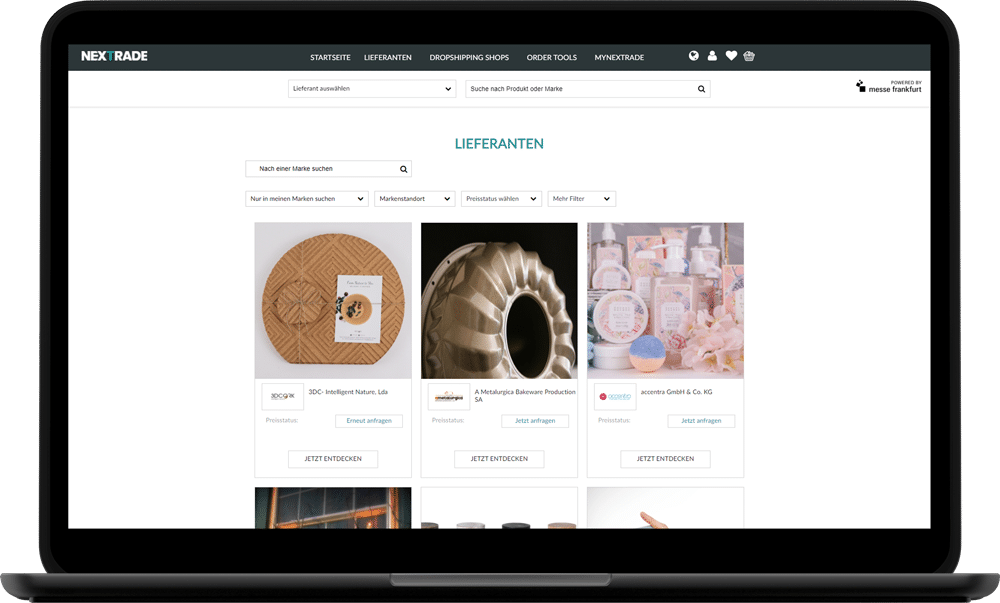 Lieferantenübersicht auf Nextrade