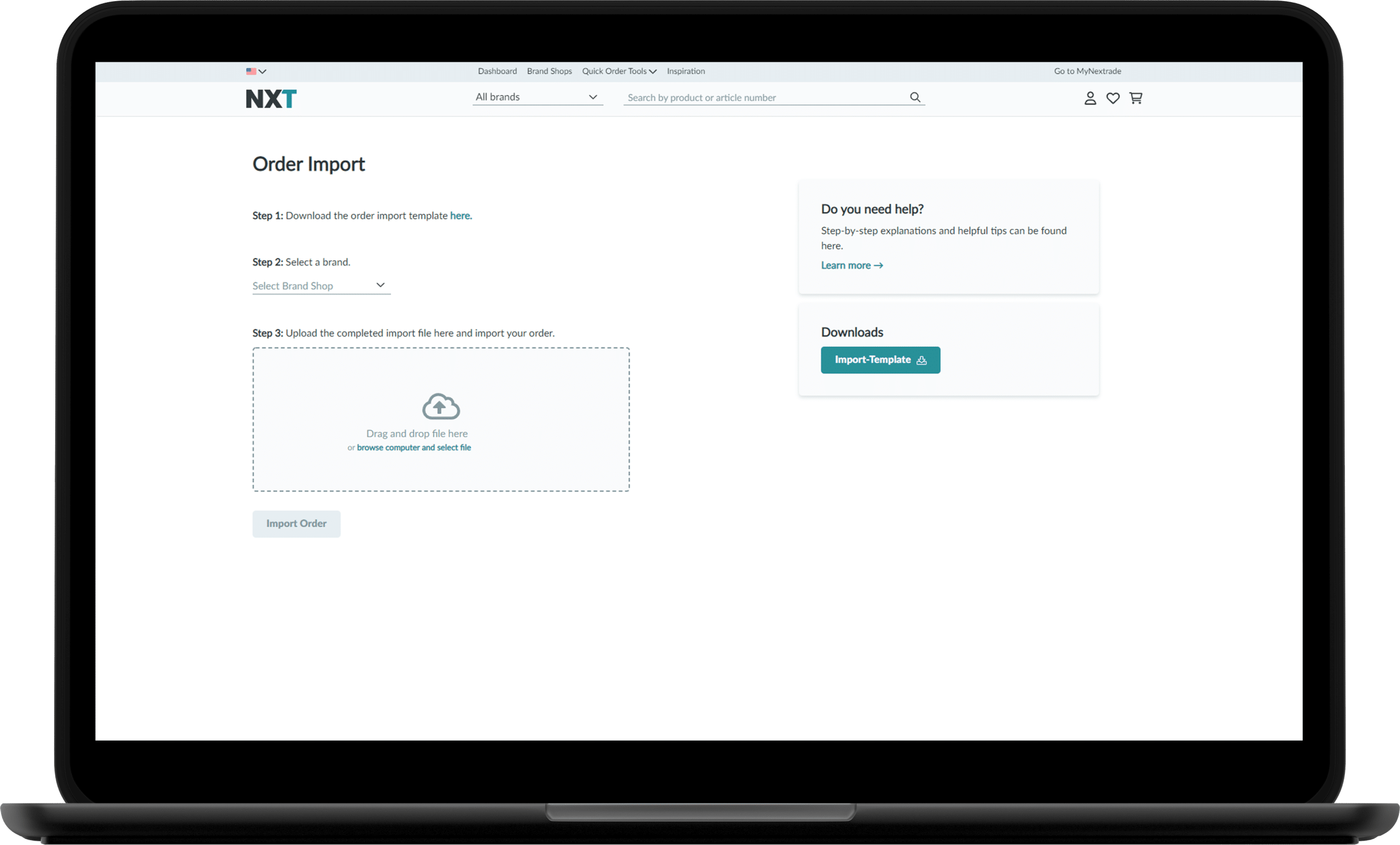 Order import on Nextrade