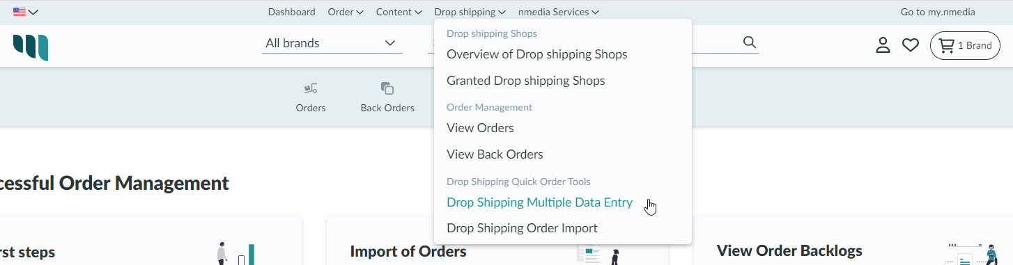 Selection in the navigation under "Quick order functions" select "Multiple Data Entry".