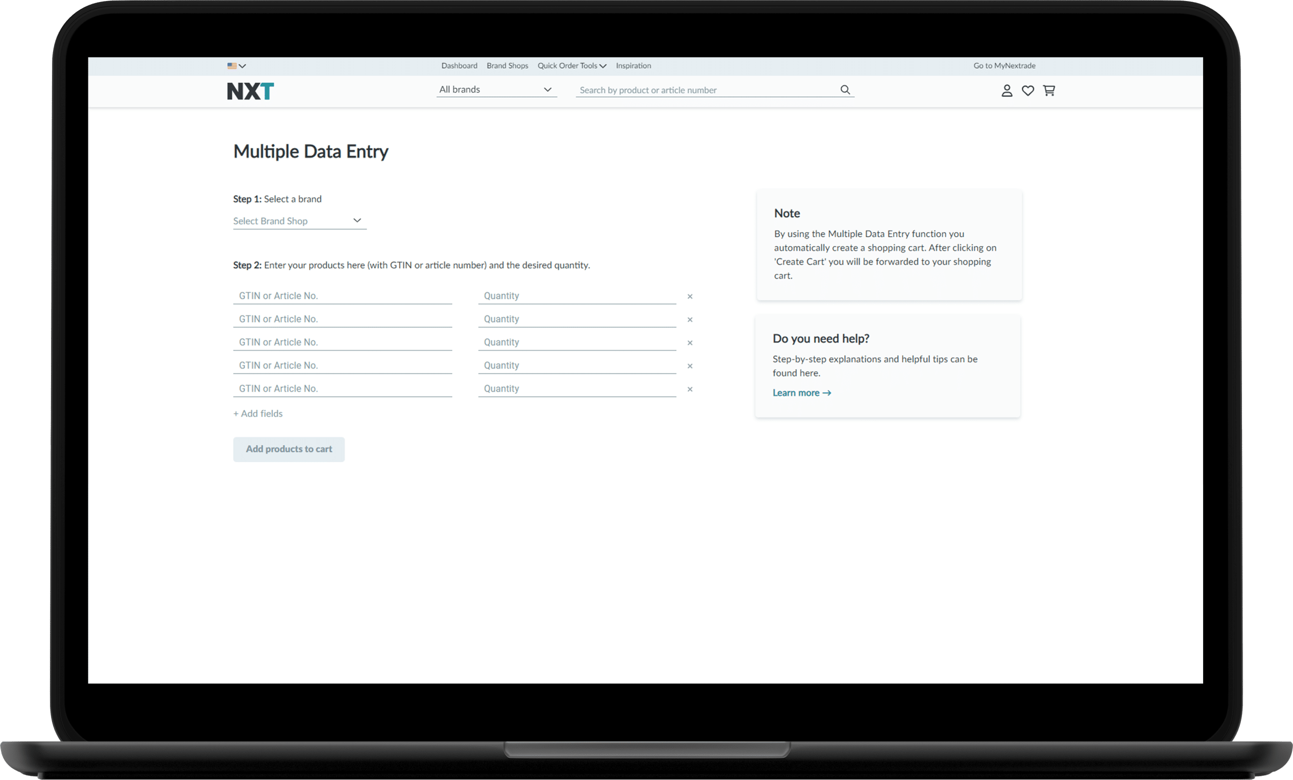 Multiple data entry tool on Nextrade